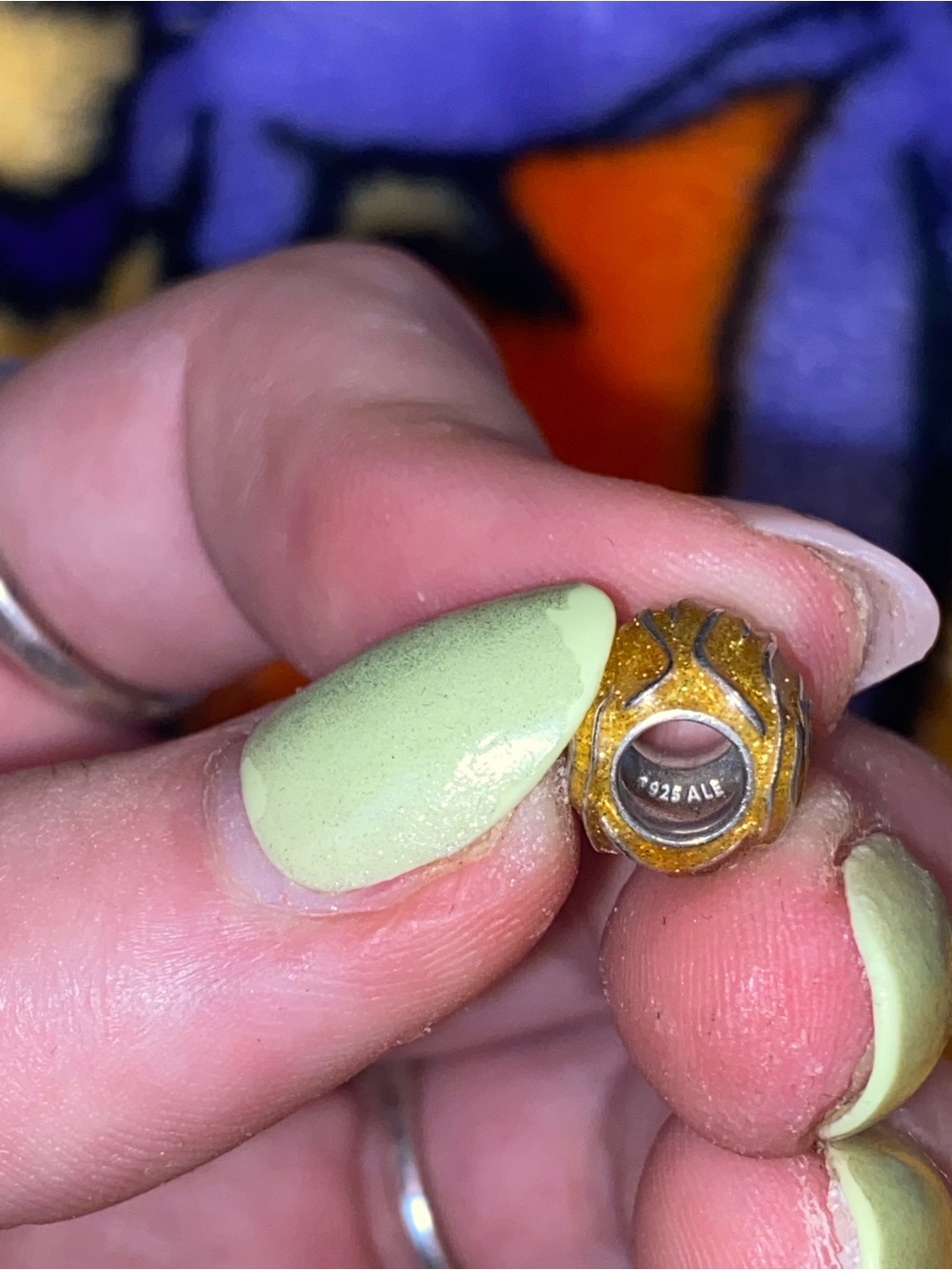 silver with yellow enamel pandora charm - Picture 3 of 5